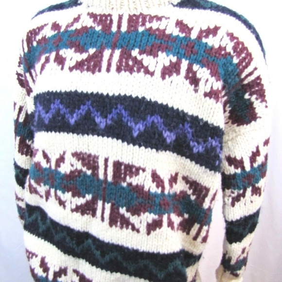 SISANDINA Sweater L Heavy Knit Wool Ecuador Large - Picture 7 of 7